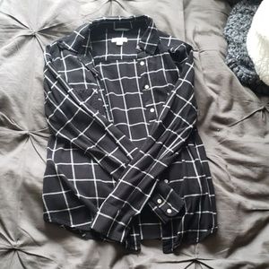 Merona Black and White Grid Patterned Button Down